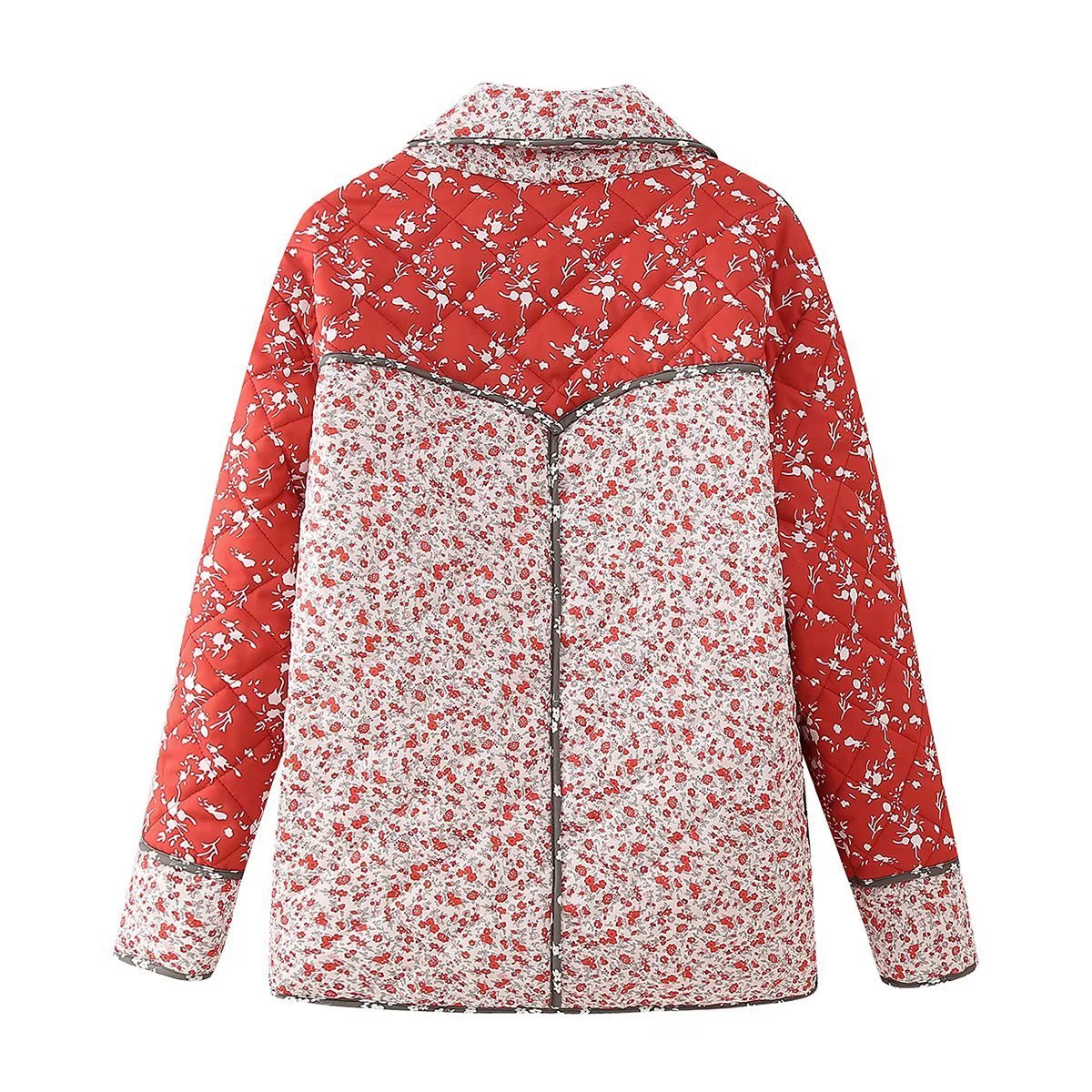 Amandine | Ethnic style Floral Print Color Contrast Quilted Jacket - Elovana Montreal - Jackets