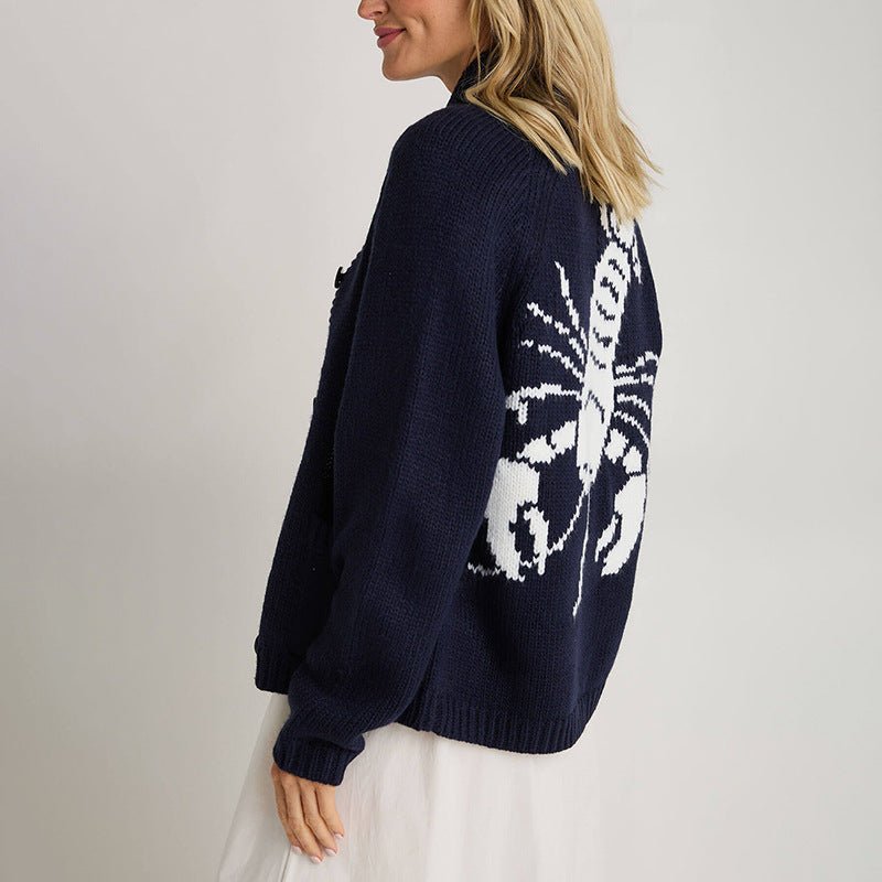 Anne | Fun Lobster Cardigan Sweater Jacket - Elovana Montreal - Cardigan