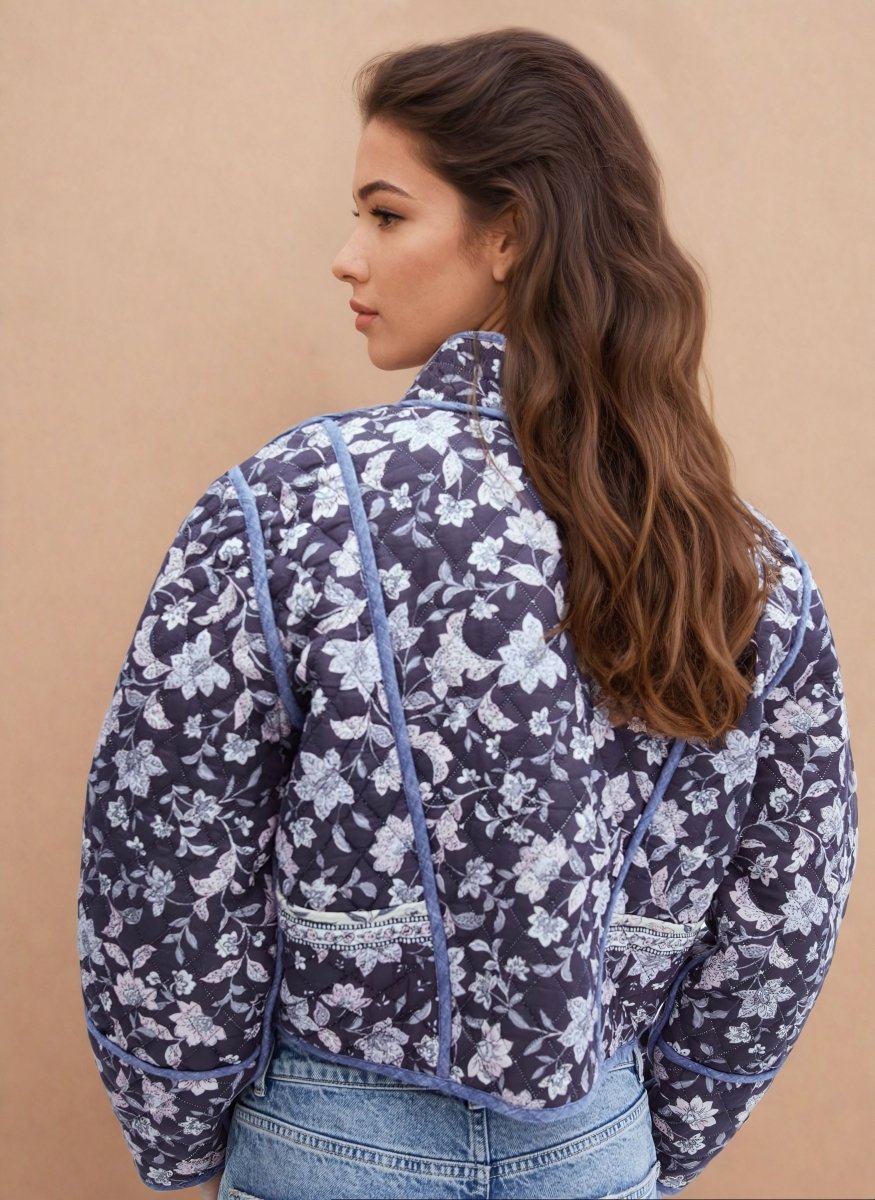 Ariane | Ethnic Flower Print Reversible Jacket - Elovana Montreal - Jackets