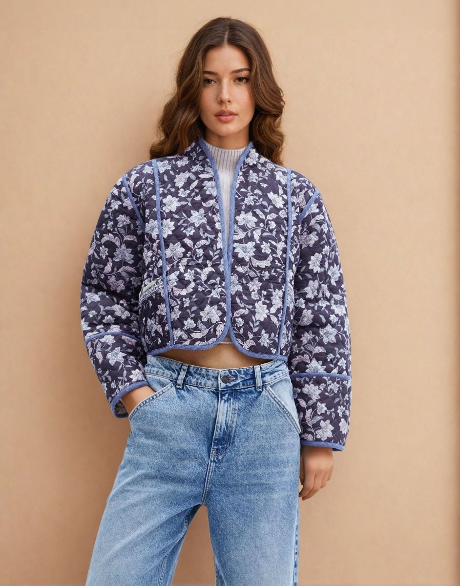 Ariane | Ethnic Flower Print Reversible Jacket - Elovana Montreal - Jackets