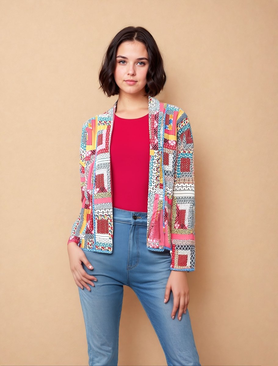 Clara | Printed hemmed quilted jacket - Elovana Montreal - Jackets