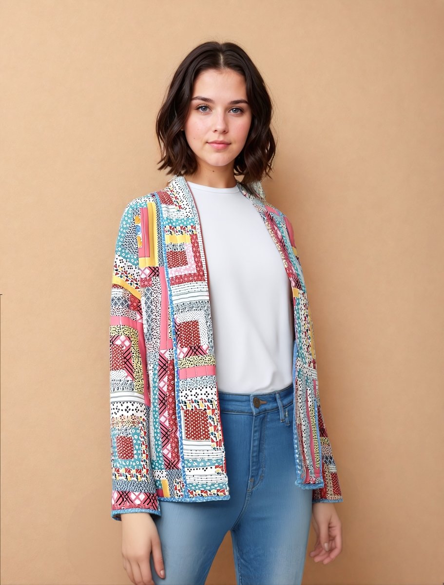 Clara | Printed hemmed quilted jacket - Elovana Montreal - Jackets