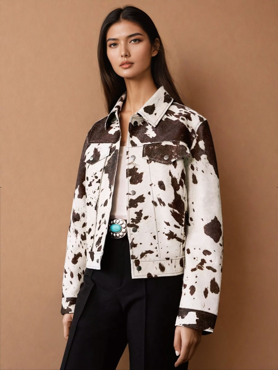 Cow Print Faux Fur Shirt - Style Jacket - Elovana Montreal - Jackets