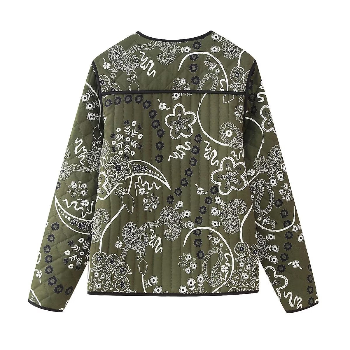 Élisa | Ethnic Floral Print Quilted Jacket - Elovana Montreal - Jackets