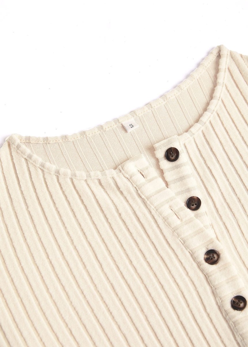 Elovana® Beige Patchwork Plaid Long Sleeve Round Neck Sweatshirt - Elovana Montreal - 