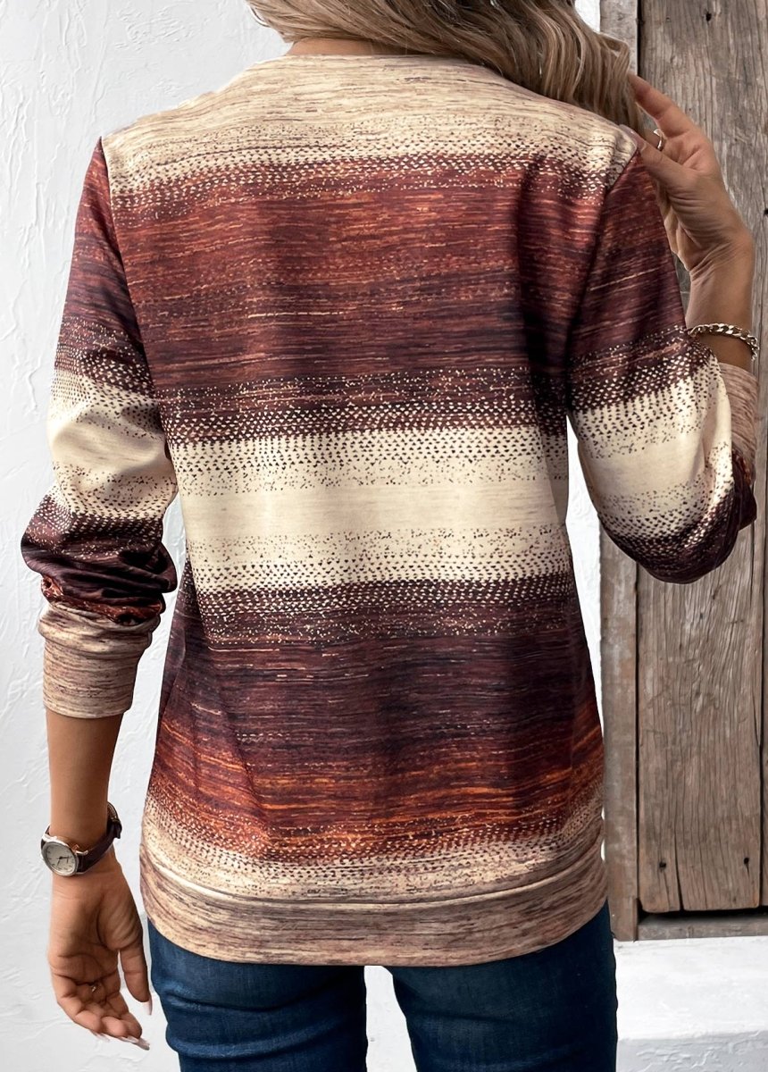 Elovana DESIGN Multi Color Patchwork Tribal Print Long Sleeve Sweatshirt - Elovana Montreal - 