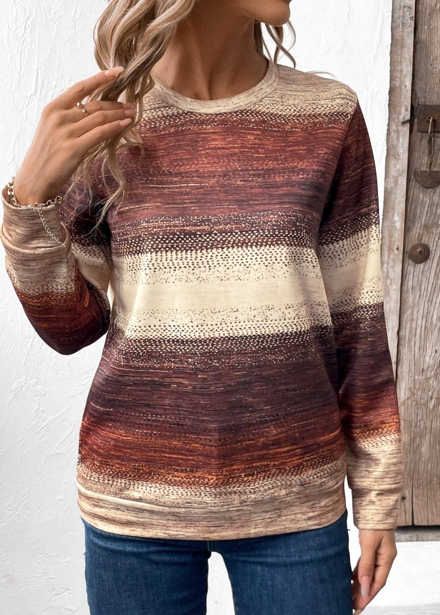 Elovana DESIGN Multi Color Patchwork Tribal Print Long Sleeve Sweatshirt - Elovana Montreal - 