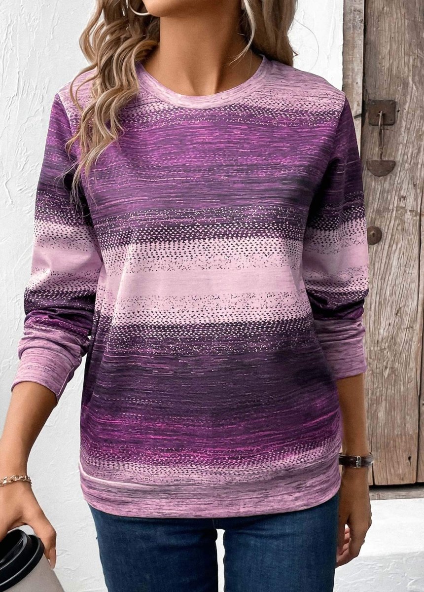 Elovana DESIGN Purple Patchwork Tribal Print Long Sleeve Sweatshirt - Elovana Montreal - 