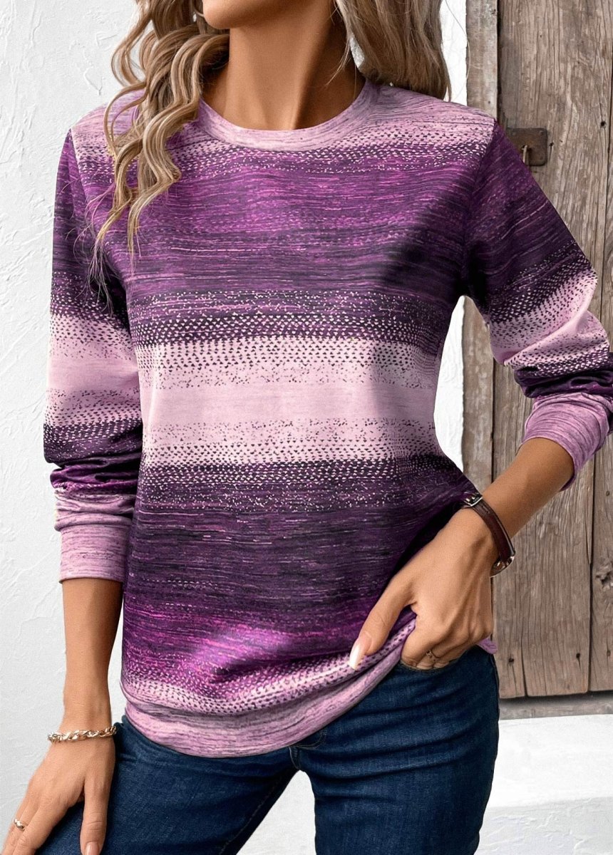 Elovana DESIGN Purple Patchwork Tribal Print Long Sleeve Sweatshirt - Elovana Montreal - 