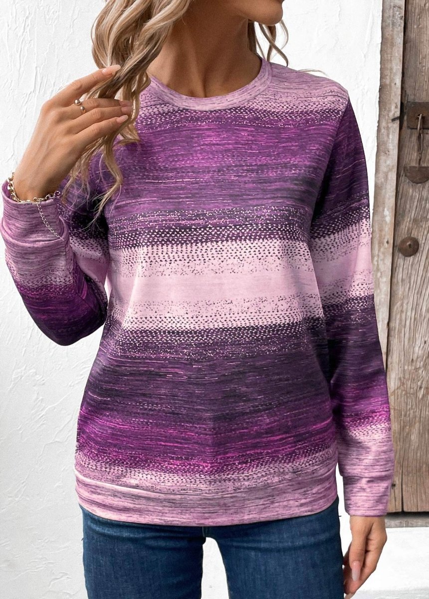 Elovana DESIGN Purple Patchwork Tribal Print Long Sleeve Sweatshirt - Elovana Montreal - 