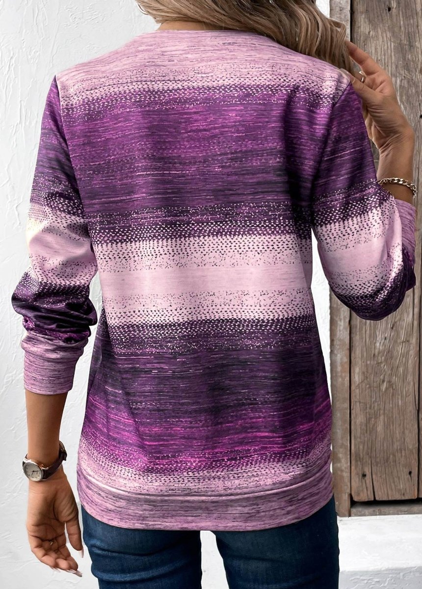 Elovana DESIGN Purple Patchwork Tribal Print Long Sleeve Sweatshirt - Elovana Montreal - 