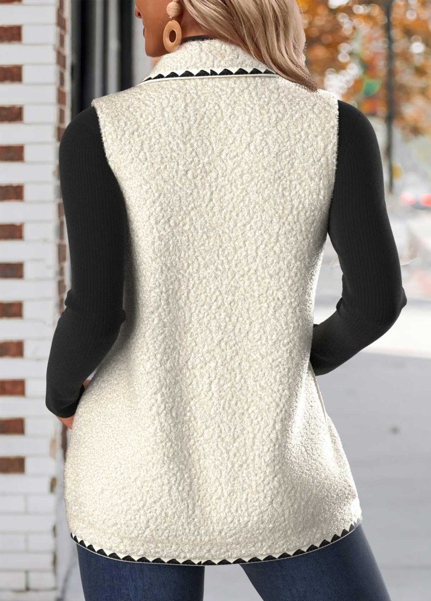 Elovana® White Button Sleeveless Stand Collar Waistcoat - Elovana Montreal - 