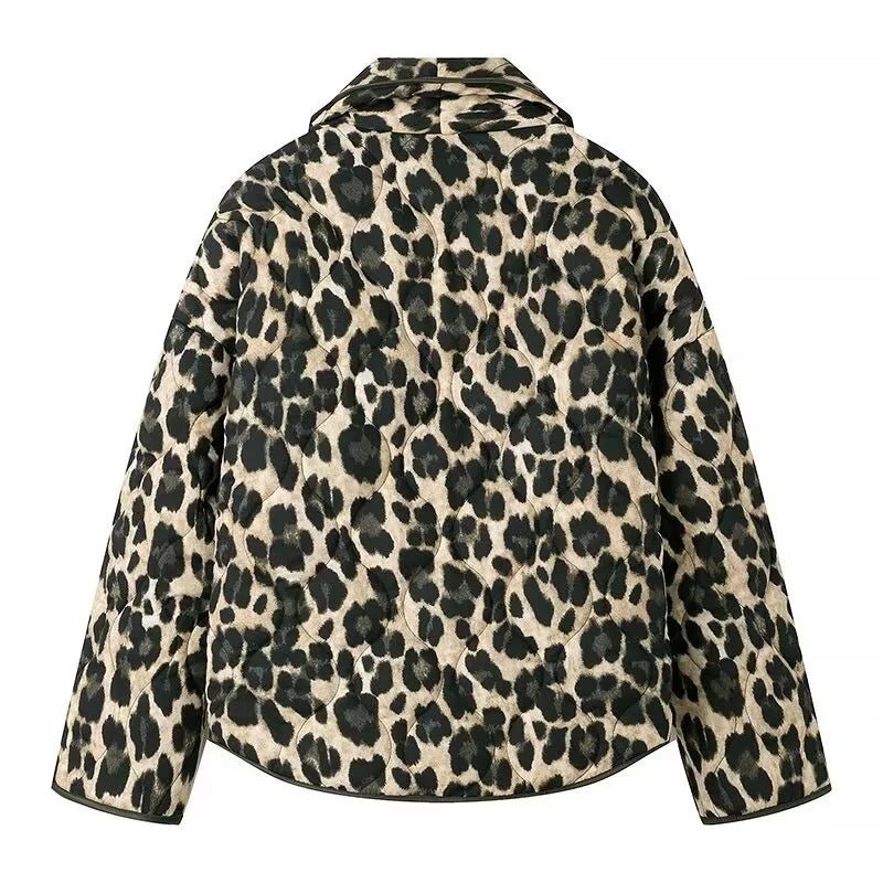 Fanny | Leopard Print Quilted Jacket - Elovana Montreal - Jackets