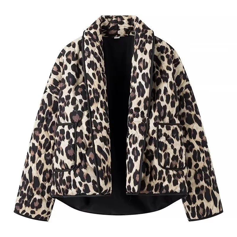 Fanny | Leopard Print Quilted Jacket - Elovana Montreal - Jackets