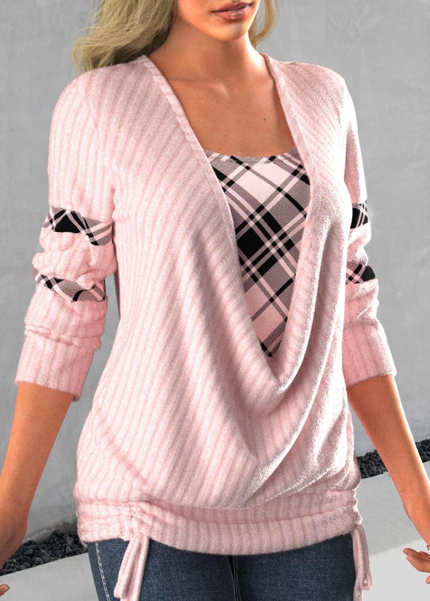 Final Sale Elovana® Light Pink Faux Two Piece Tie Side Sweatshirt - Elovana Montreal - 