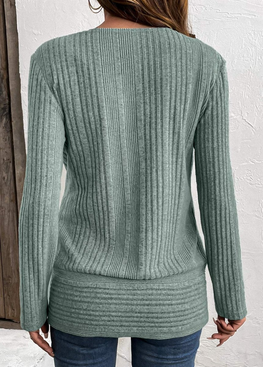 Flash SALE Elovana DESIGN Green Surplice Long Sleeve Fake Two Piece Twinset - Elovana Montreal - 