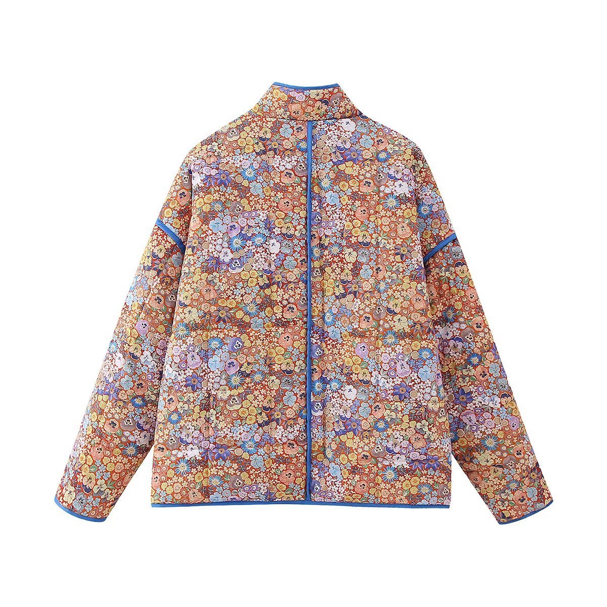 Léna | Small Floral Print Pocket Clip Cotton Drop Shoulder Jacket - Elovana Montreal - Jackets