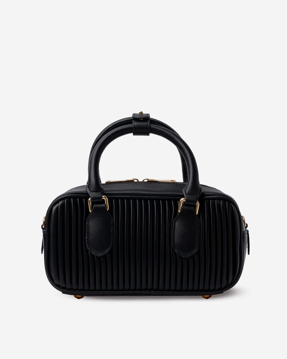 LIVIA TOP HANDLE in Black Nappa Leather - Elovana Montreal - HAND BAG