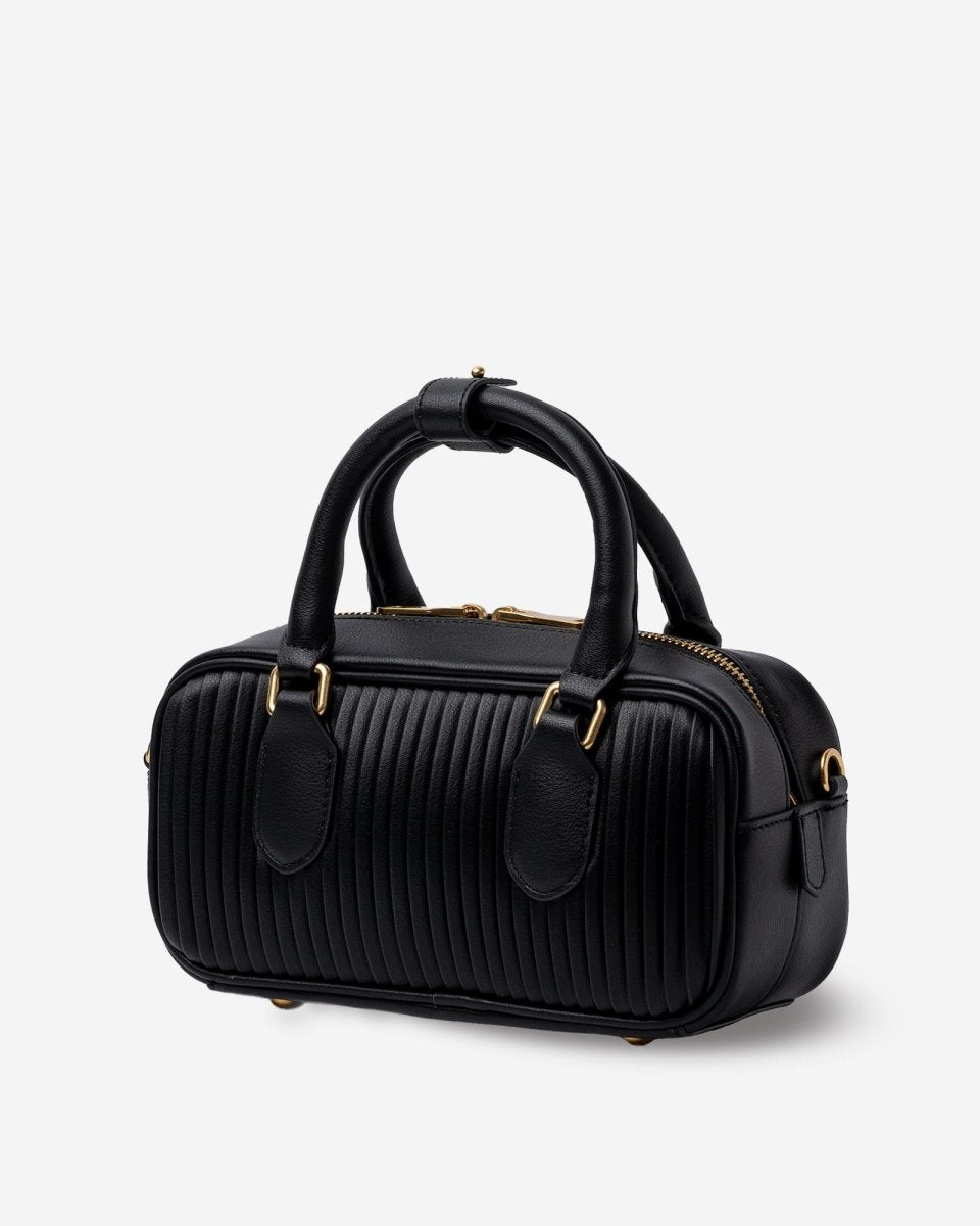 LIVIA TOP HANDLE in Black Nappa Leather - Elovana Montreal - HAND BAG