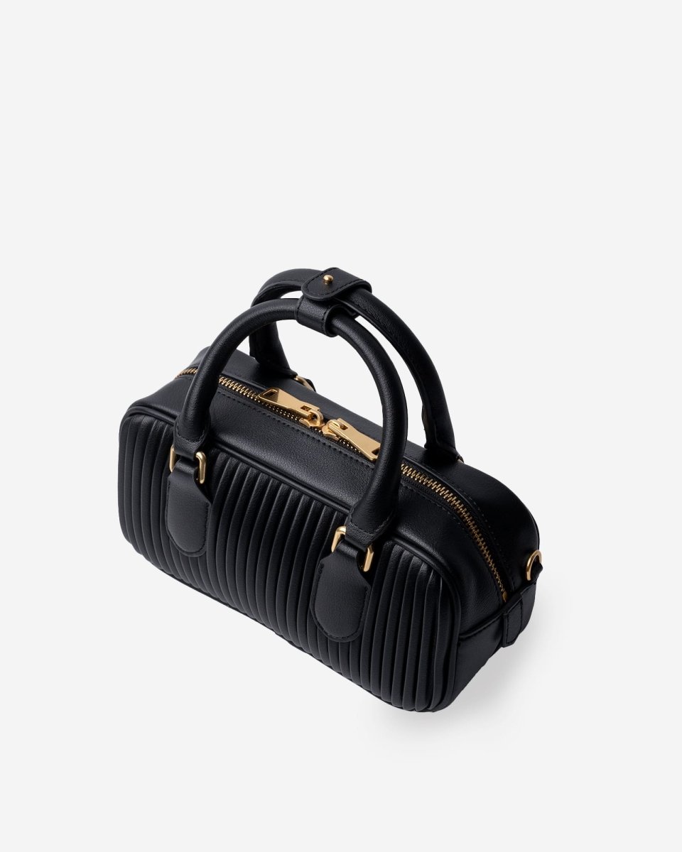 LIVIA TOP HANDLE in Black Nappa Leather - Elovana Montreal - HAND BAG