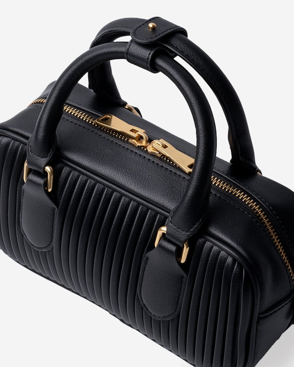 LIVIA TOP HANDLE in Black Nappa Leather - Elovana Montreal - HAND BAG