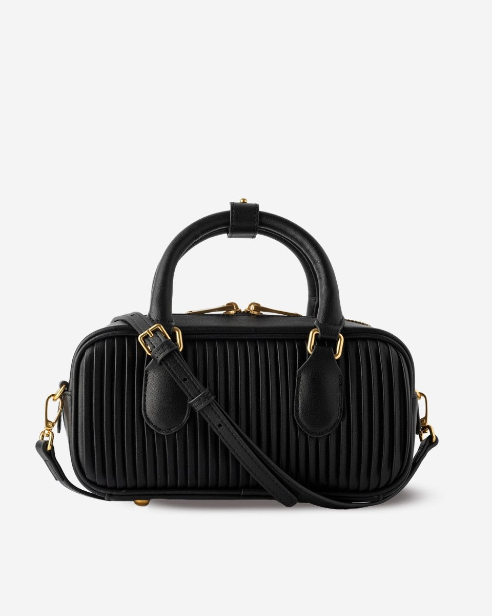 LIVIA TOP HANDLE in Black Nappa Leather - Elovana Montreal - HAND BAG