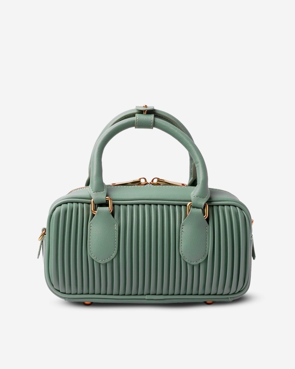 LIVIA TOP HANDLE in Turquoise Nappa Leather - Elovana Montreal - HAND BAG