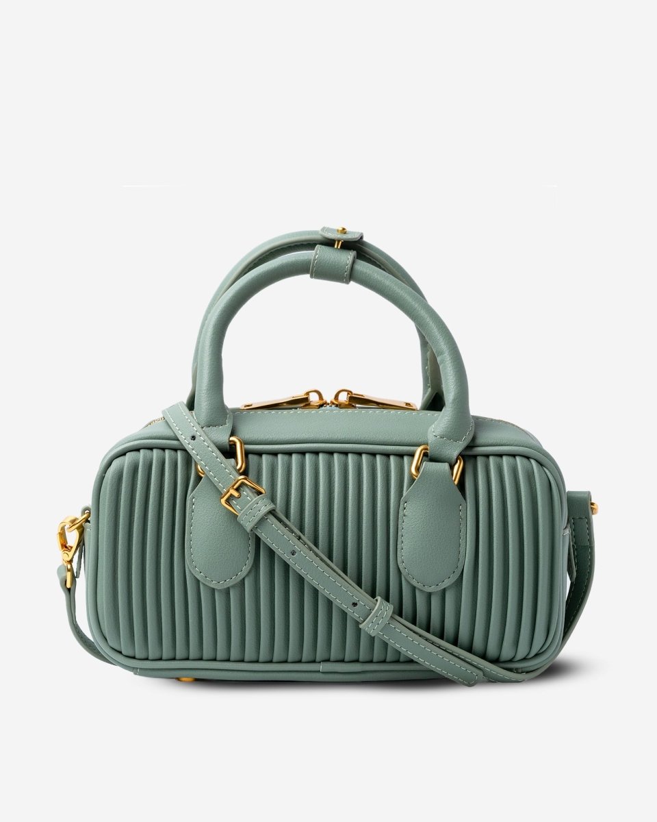 LIVIA TOP HANDLE in Turquoise Nappa Leather - Elovana Montreal - HAND BAG