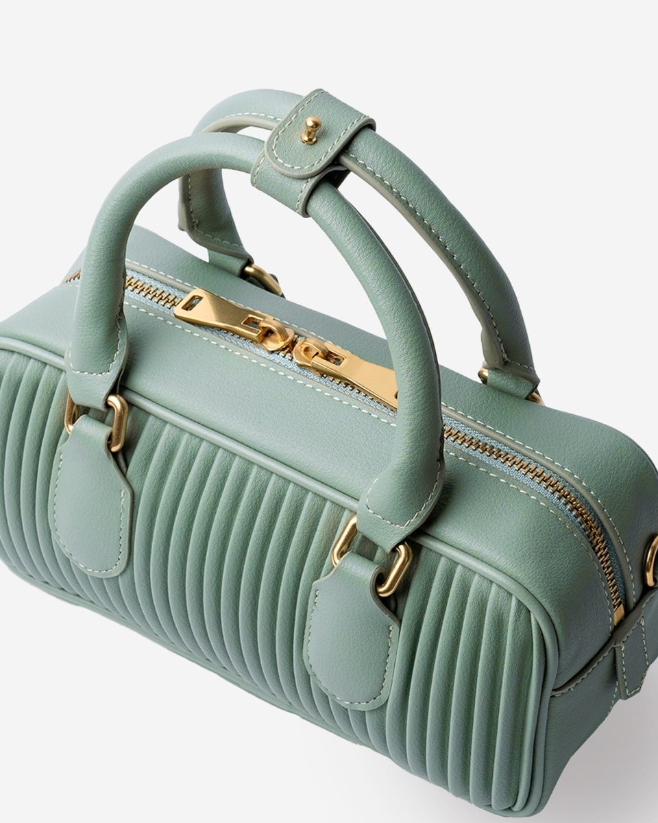 LIVIA TOP HANDLE in Turquoise Nappa Leather - Elovana Montreal - HAND BAG