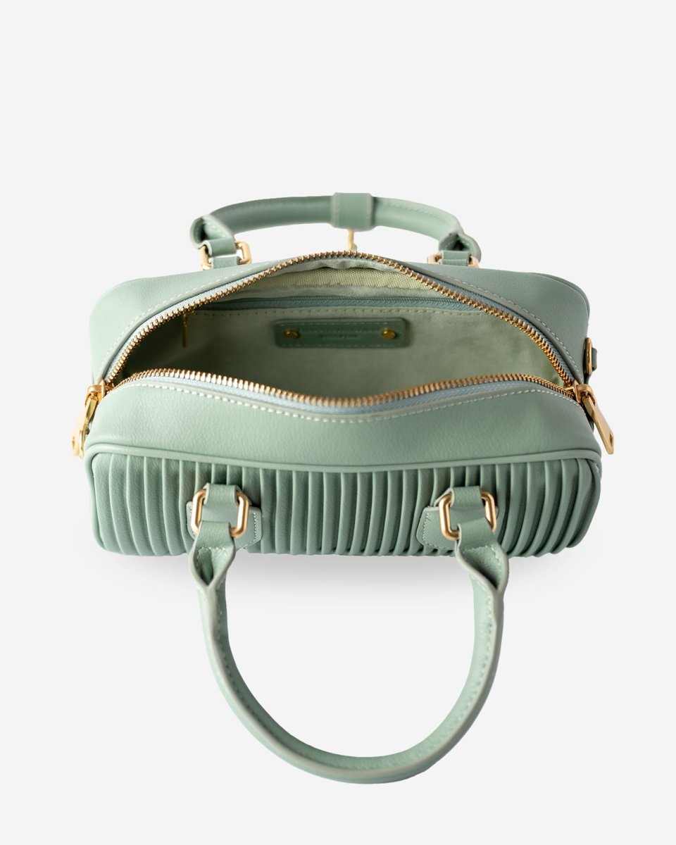 LIVIA TOP HANDLE in Turquoise Nappa Leather - Elovana Montreal - HAND BAG