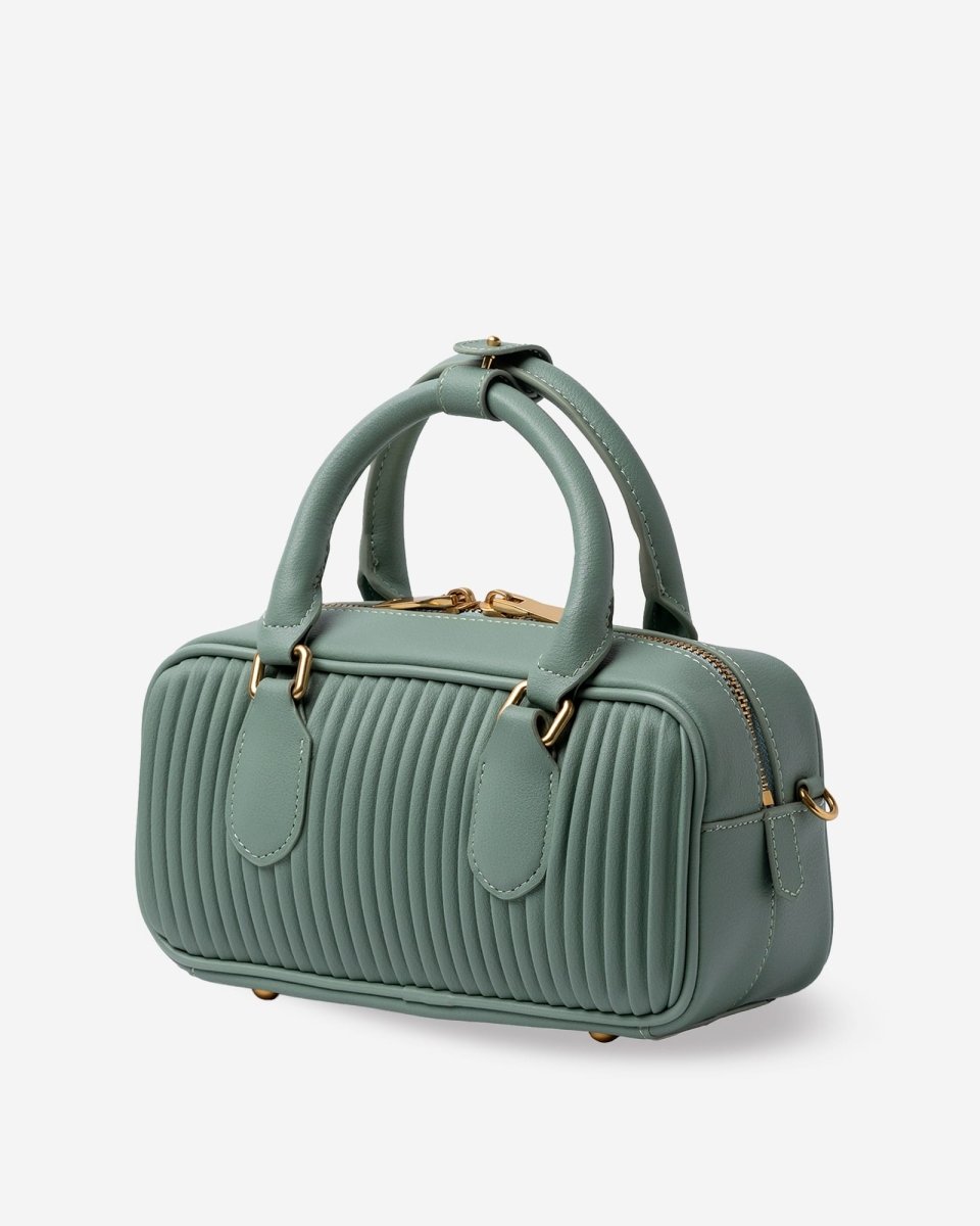 LIVIA TOP HANDLE in Turquoise Nappa Leather - Elovana Montreal - HAND BAG