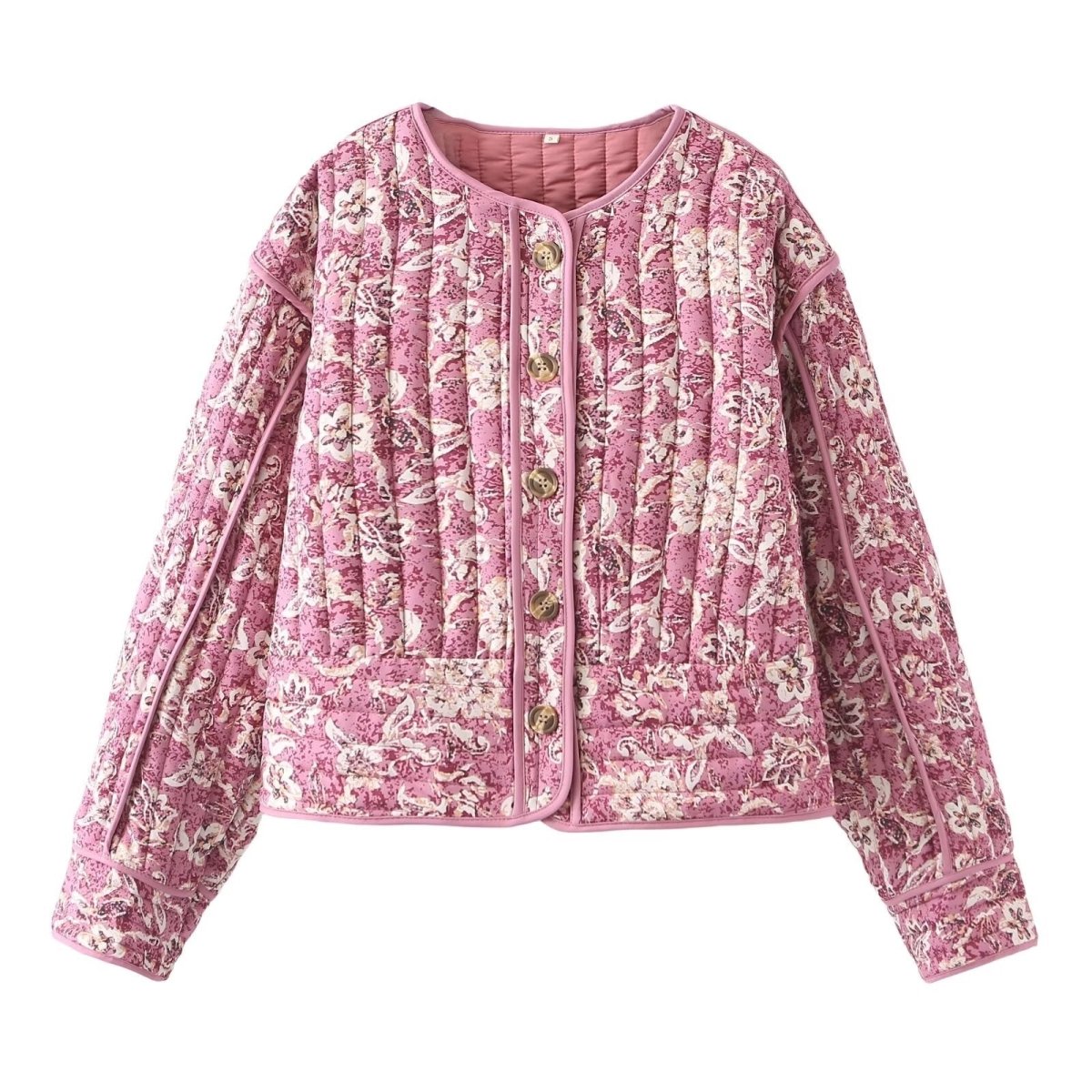 Maëlle | Street Retro Floral Print Style Quilted Jacket - Elovana Montreal - Jackets