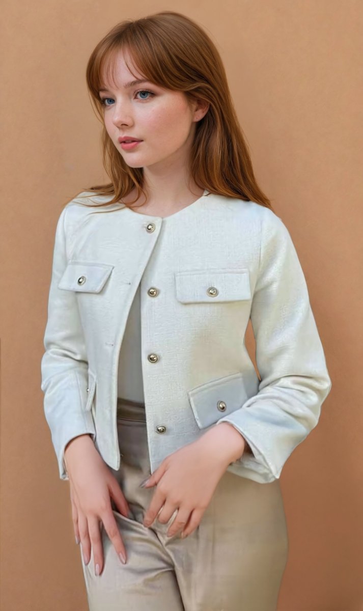 Mélodie | Chanel Style Fashion Button Short Suit Jacket - Elovana Montreal - Jackets