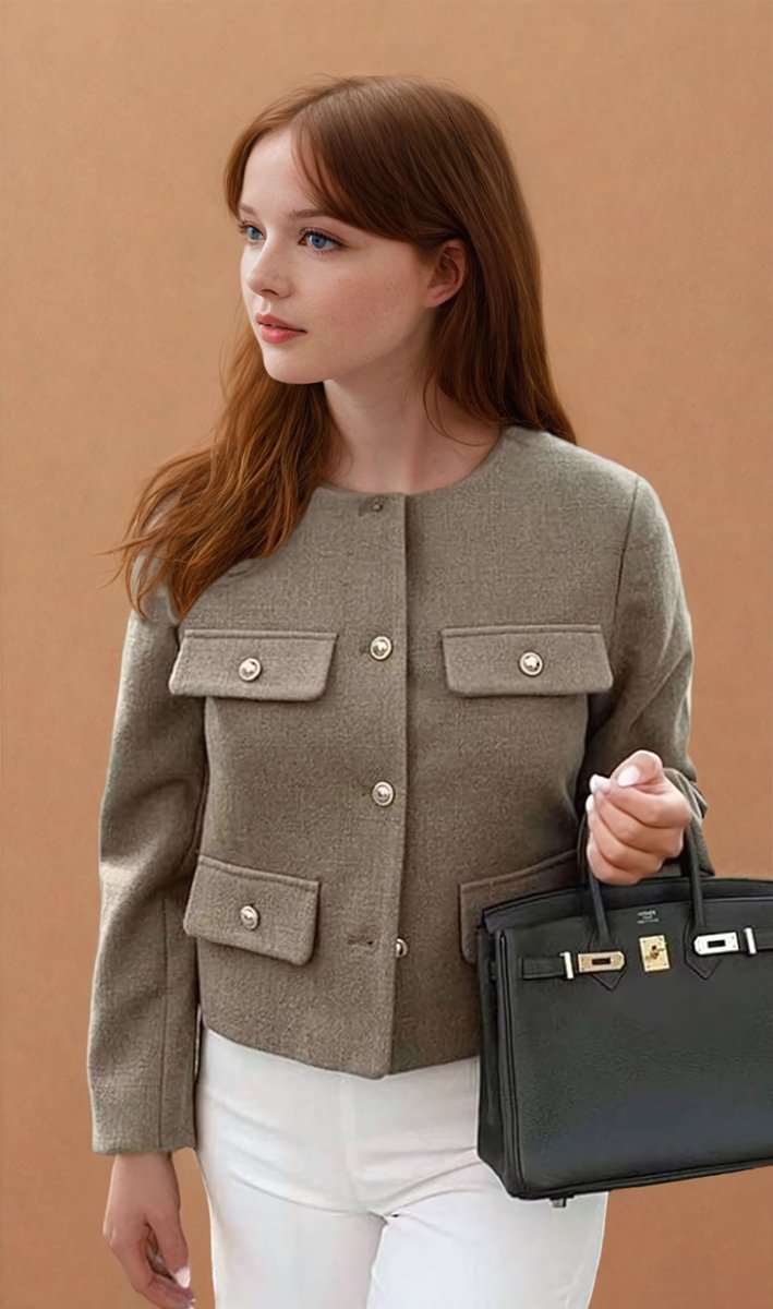 Mélodie | Chanel Style Fashion Button Short Suit Jacket - Elovana Montreal - Jackets