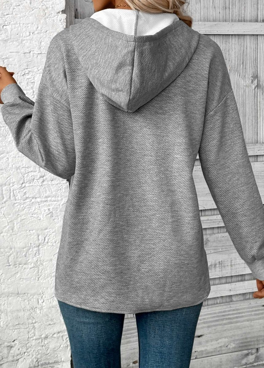 NEW IN Elovana DESIGN Grey Embroidery Jacquard Long Sleeve Hoodie - Elovana Montreal - 