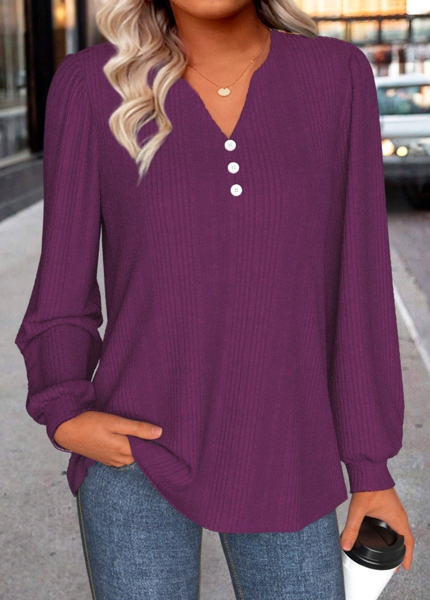 NEW IN Elovana® Purple Split Long Sleeve T Shirt - Elovana Montreal - 