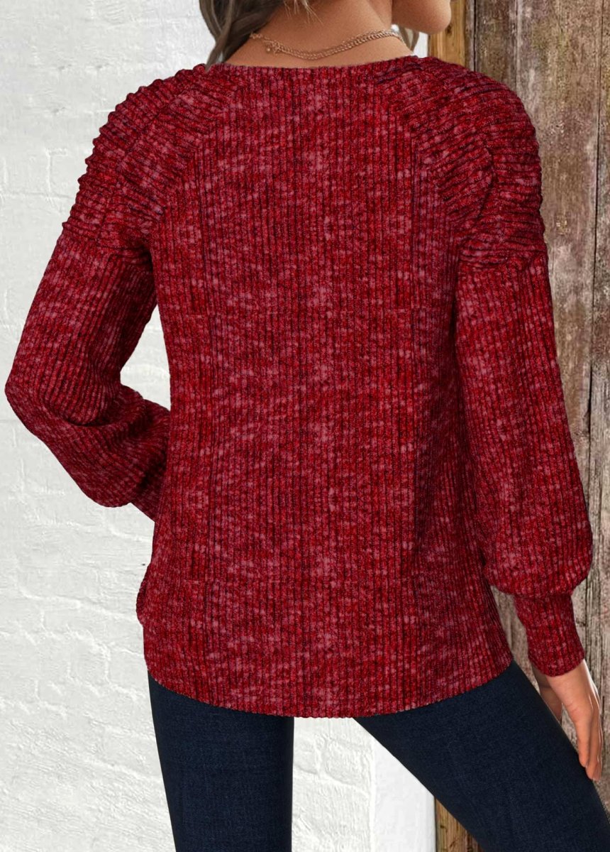 NEW IN Elovana® Wine Red Long Sleeve Round Neck T Shirt - Elovana Montreal - 