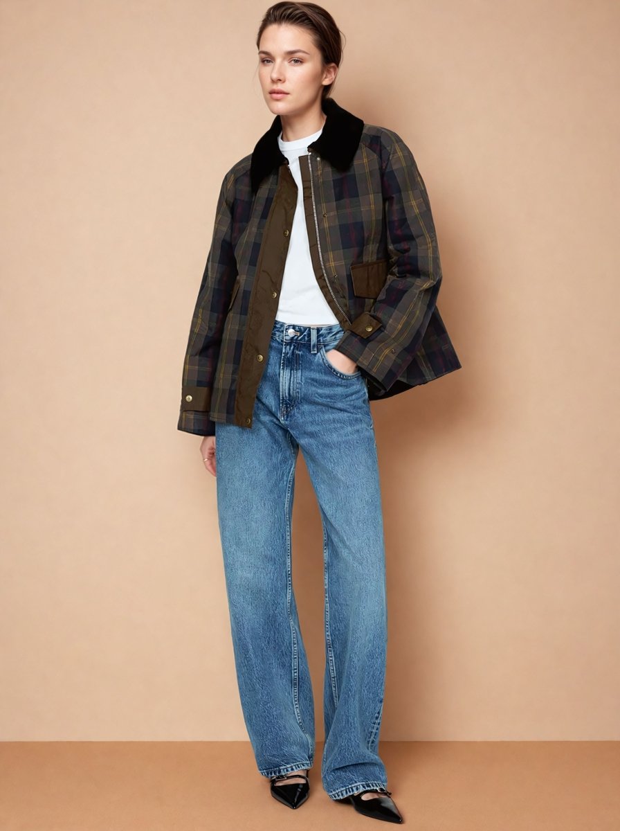 Plaid Straight - Cut Women's Jacket - Elovana Montreal - Jackets