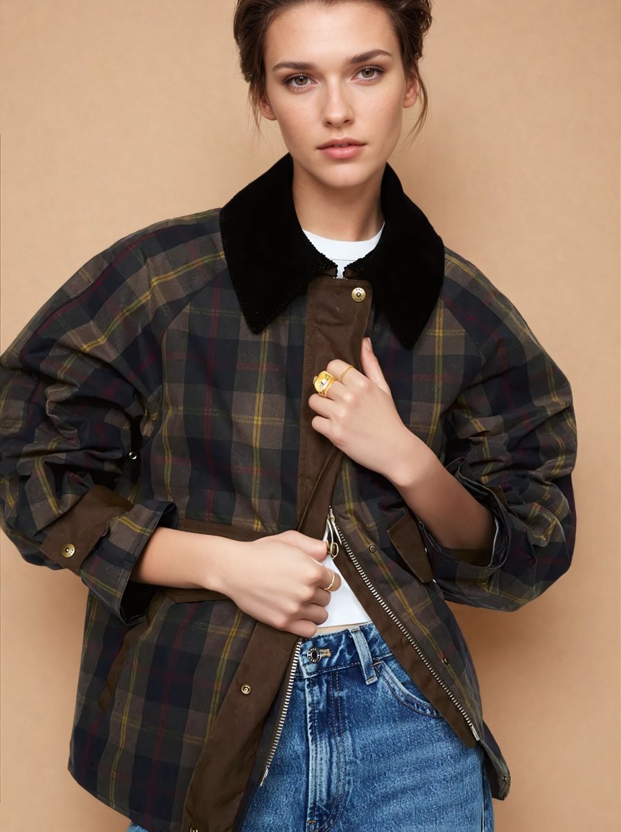 Plaid Straight - Cut Women's Jacket - Elovana Montreal - Jackets