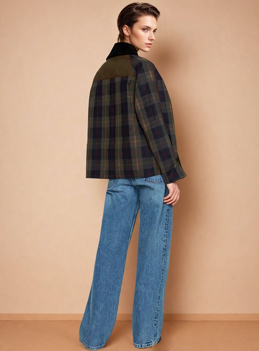 Plaid Straight - Cut Women's Jacket - Elovana Montreal - Jackets