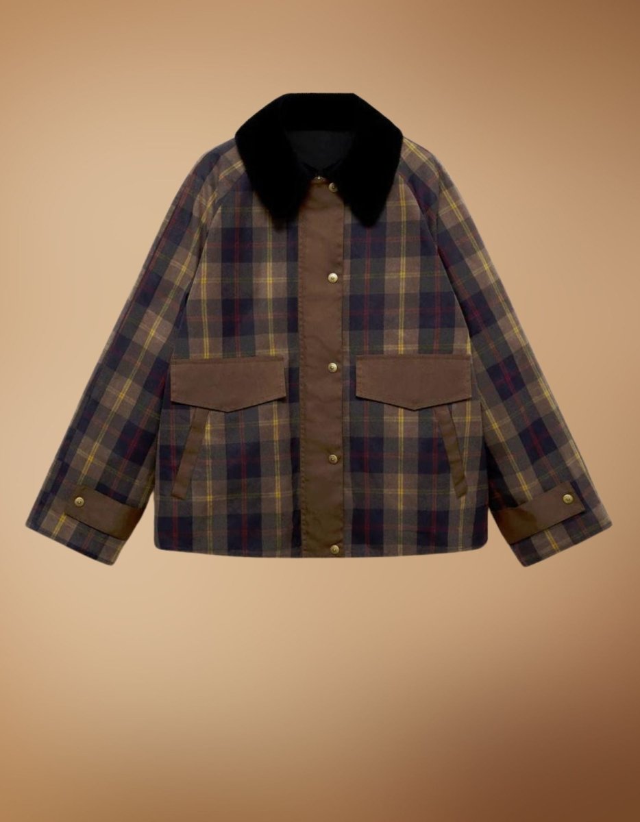 Plaid Straight - Cut Women's Jacket - Elovana Montreal - Jackets