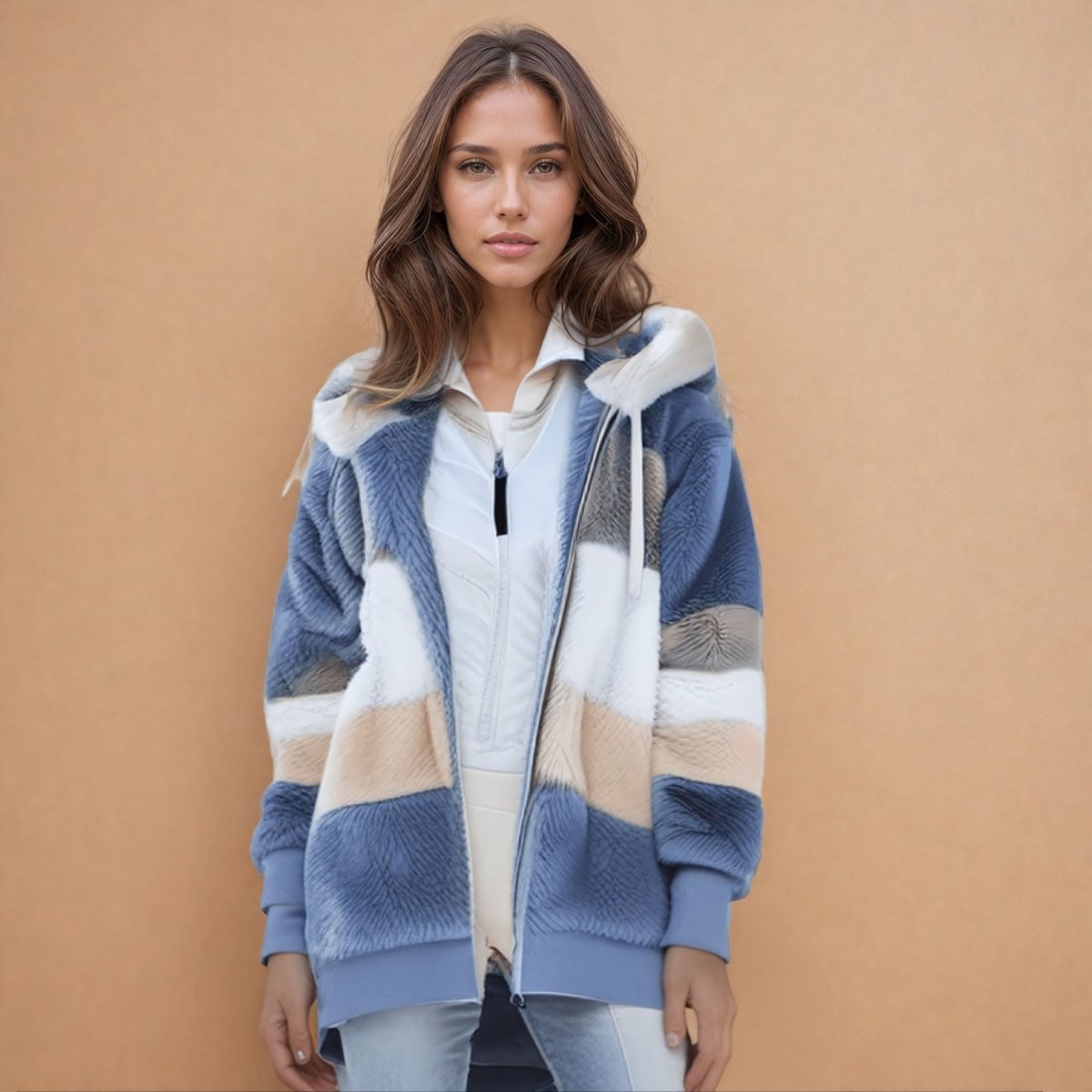 Polar Fleece Jacket with Stripes - Elovana Montreal - manteau