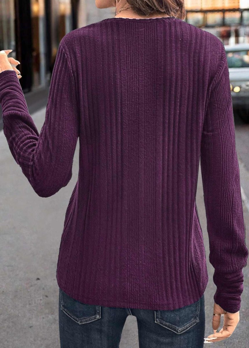 Pre Order Elovana® Purple Long Sleeve Round Neck T Shirt - Elovana Montreal - 