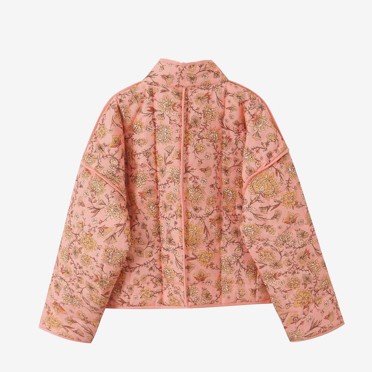 Samira | Floral Print Stand Collar Patchwork Jacket - Elovana Montreal - Jackets