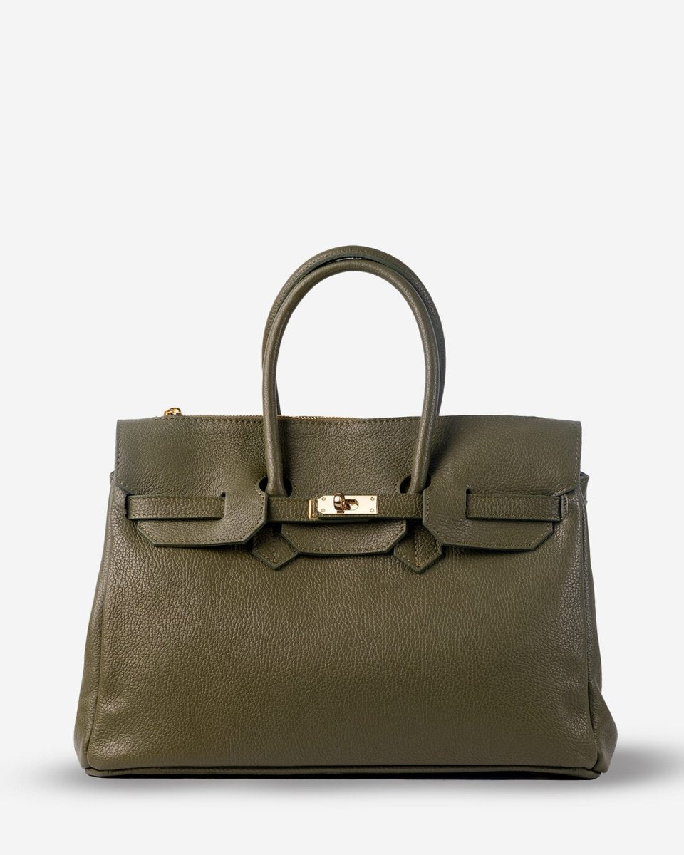 SOFT FIRKIN 40 in Olive Green Leather - Elovana Montreal - BAG