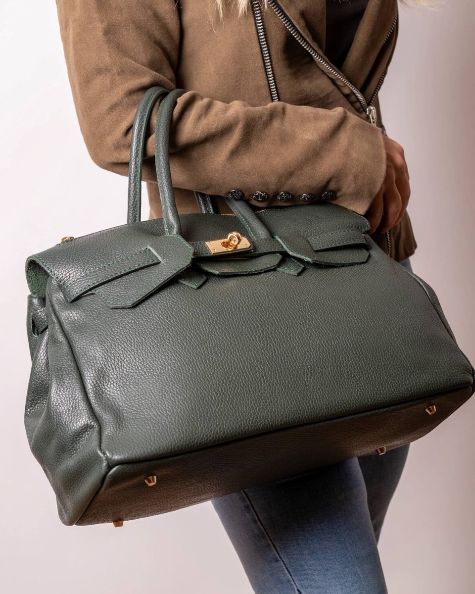 SOFT FIRKIN 40 in Olive Green Leather - Elovana Montreal - BAG