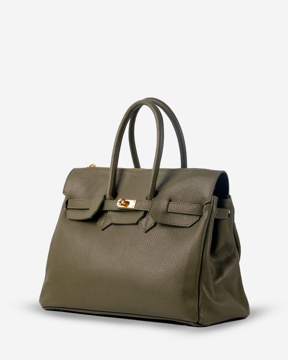 SOFT FIRKIN 40 in Olive Green Leather - Elovana Montreal - BAG