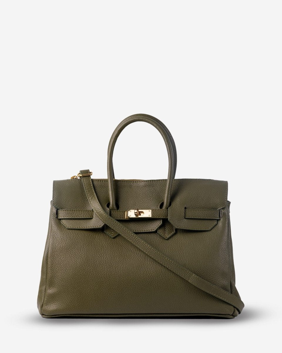 SOFT FIRKIN 40 in Olive Green Leather - Elovana Montreal - BAG