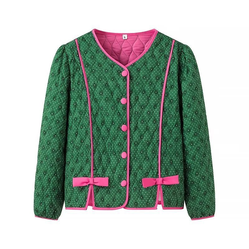 Sonia | Green Life Pink Bow Jacket - Elovana Montreal - Jackets