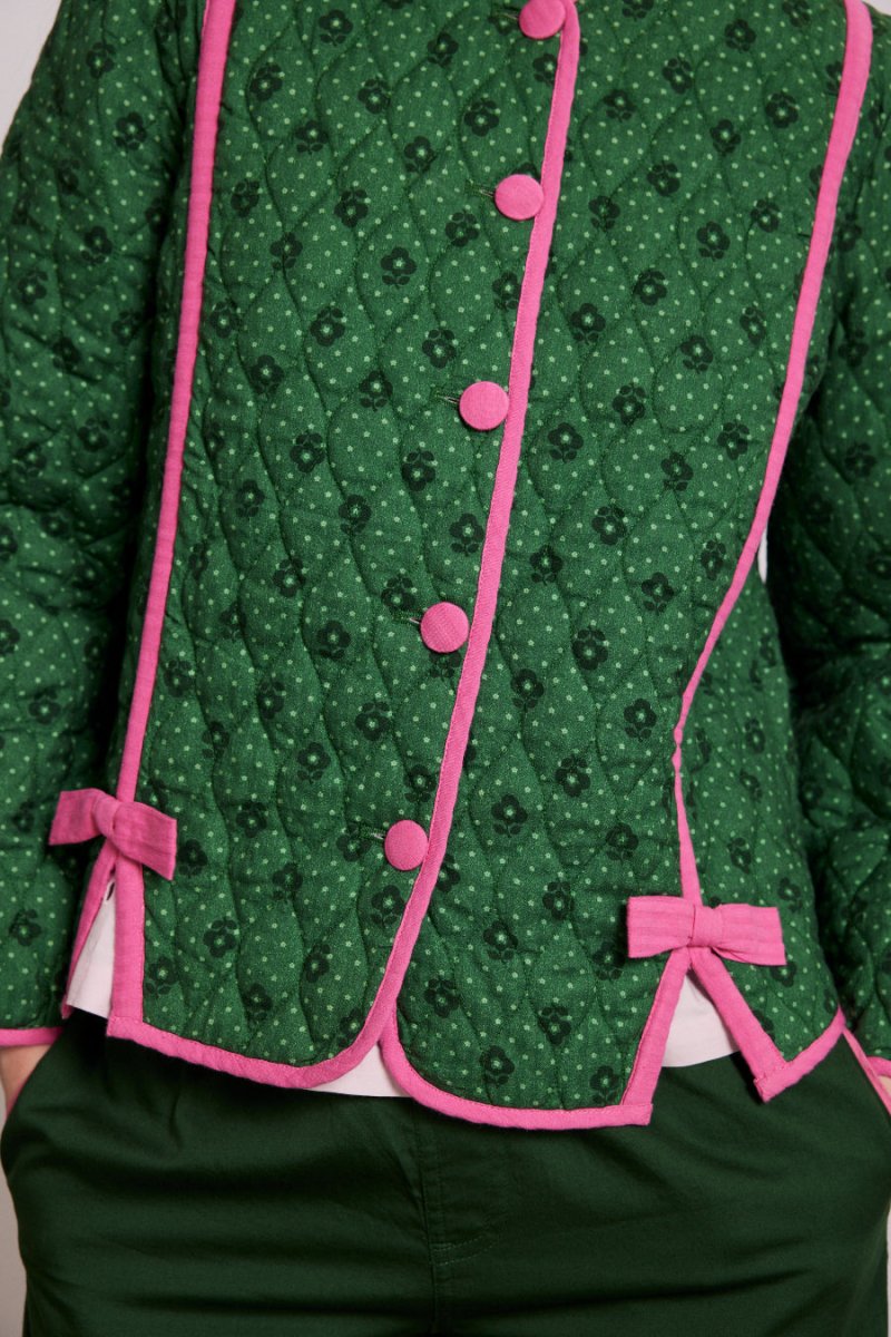 Sonia | Green Life Pink Bow Jacket - Elovana Montreal - Jackets